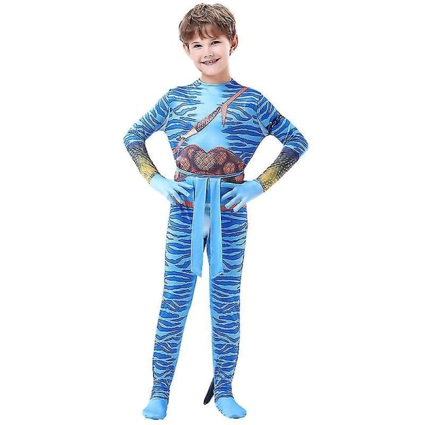 Avatar Cosplay Costume Halloween Child Adult Costume Jumpsuit Women Kids (M-120) Male-WELLNGS Male Kids (M-120)