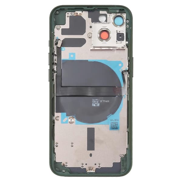for iPhone 13 Batteri Bakdeksel med Sideknapper & SIM-kortbrett & Strøm + Volum Flex Kabel & Trådløs Lader Modul-WELLNGS Green