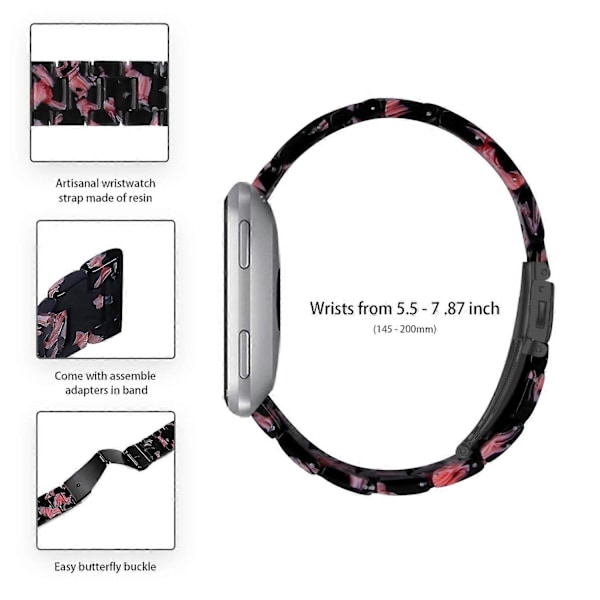 Garmin Vivoactive 4 -kellon korvaava ranneke 22mm vedenpitävä hartsiranneke - Musta Pinkki-WELLNGS Black Pink