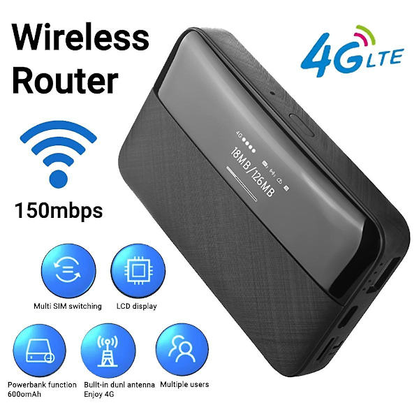 Bærbar Mini Router 150mbps 4g Lte Mifi Router 4g Modem Trådløs Wifi Router 6000mah Lommeruter - WELLNGS