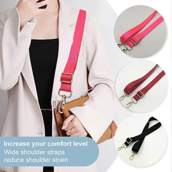 Färgglad Väska Axelrem med Karbinhake Justerbar Breddad Enkel Axel Crossbody Meddelande-WELLNGS Red
