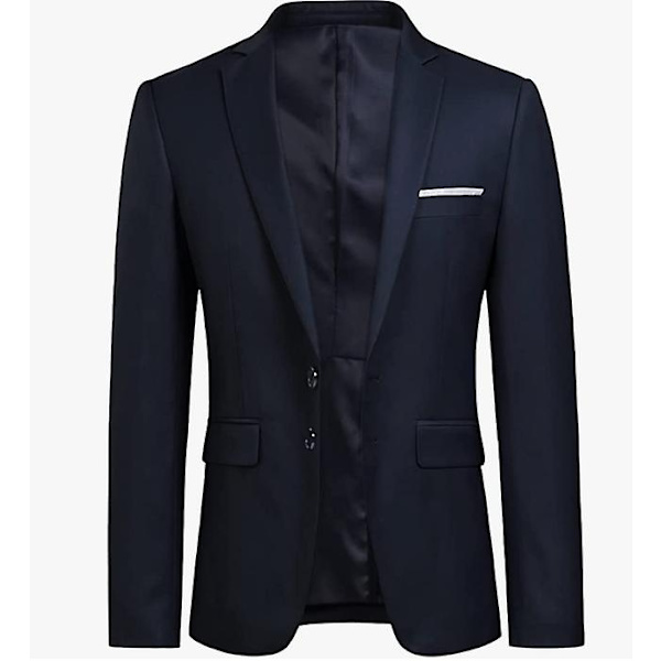 Allthemen Herr Business Blazer Solid Slim Fit Jacka-WELLNGS Navy Blue L