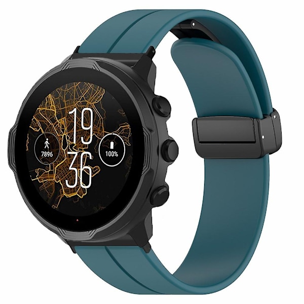 24mm silikoneurrem til Suunto Spartan Sport Wrist HR Baro/ Suunto 7 (tyk fjederstang) - WELLNGS Rock Cyan