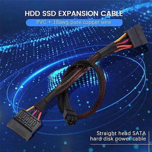 Mini 6-pins til 15-pins X2 SATA-kabel for Vostro 3650 3653 3655 stasjonær datamaskin HDD SSD-utvidelse - WELLNGS
