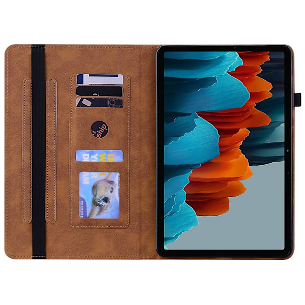 for Samsung Galaxy Tab S9+ PU Læder Tablet Etui Lynlås Lomme Kortspor Pung Stativ Cover-Brun-WELLNGS Brown