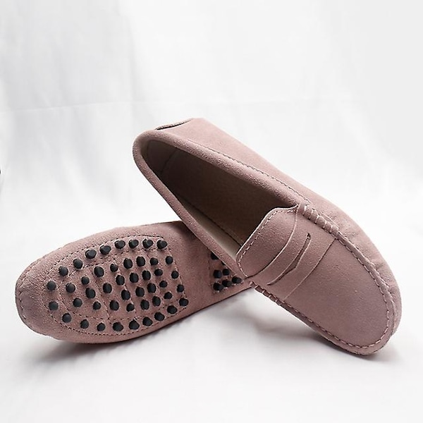 Dame sko 2023 Ægte læder dame flade sko casual loafers slip on dame flade sko mokkasiner dame køresko-WELLNGS Dark Pink 6