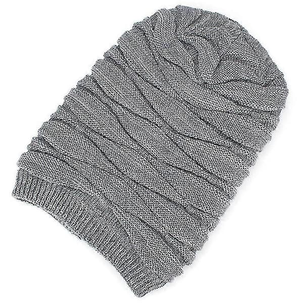 Unisex Slouch Lång Mössa Oversize Hatt Vinter Varm Stickad Mössa-WELLNGS Grey