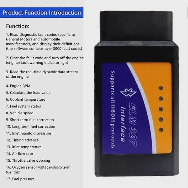 Bluetooth ELM327 OBD2 Skanner V15 - Et bildiagnoseverktøy for Android/iOS, i stand til å lese/slette feilkoder, gir sanntidsdata
