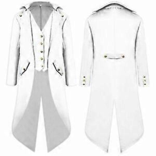 Miesten Vintage Takki Viktoriaaninen Steampunk Smokki Pukupuku - WELLNGS White M