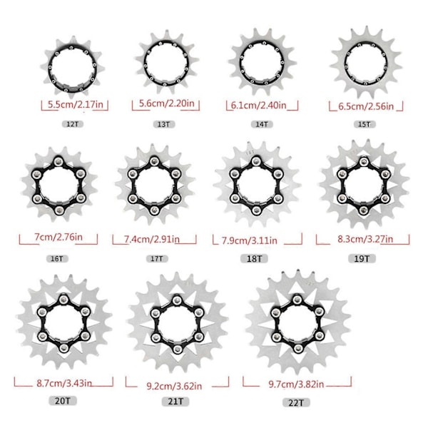 Single Speed Cykel Frihjul Cykler Svinghjul Høj Styrke Rustfrit Stål Cykler Tandhjul Kompatibel med Mountainbike Del-WELLNGS 12T