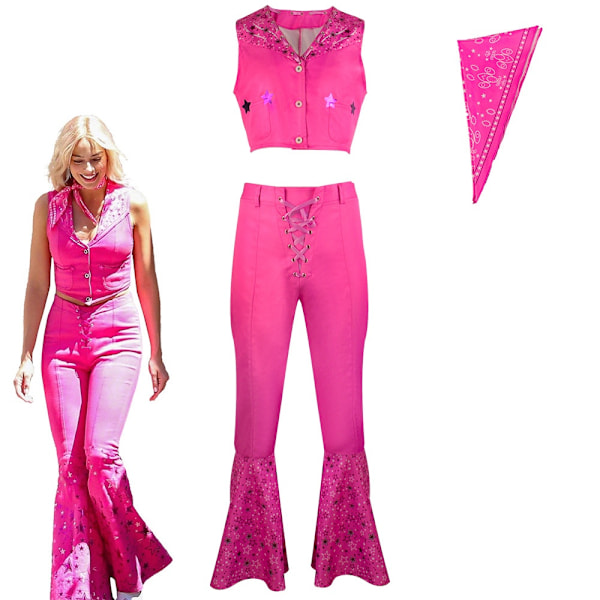 Upouusi 2023 elokuva Barbie cosplay-asu naisille Margot Robbie vaaleanpunainen mekko tytöt Ken Ryan Gosling asu miehille Halloween vaatteet ruma L-WELLNGS Afult L Prince Top Pants