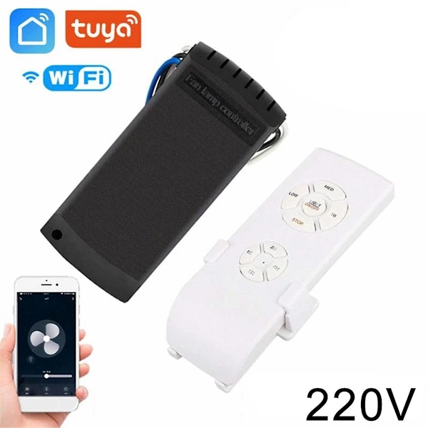 Tuya WiFi Smart Takfläkt Fjärrkontroll Kit APP-kontroll Smart Hem Justerad Vindhastighet för Alexa-WELLNGS