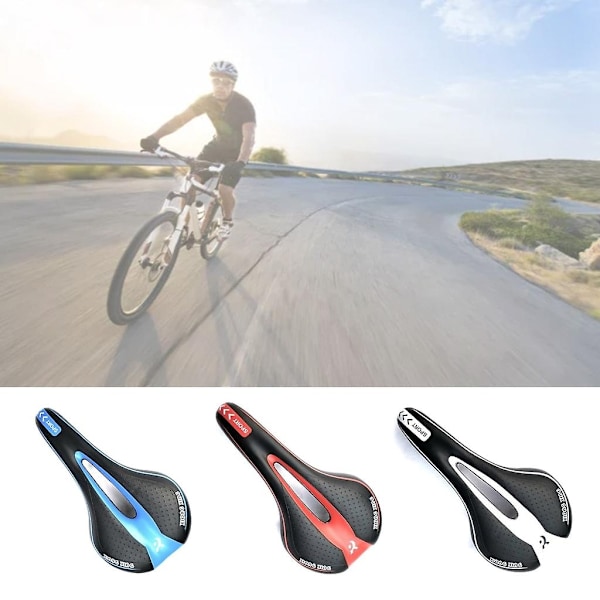 Cykelstol Cykelsadel Ersättning med Memory Foam-Kudde Cykelsadel-WELLNGS Black red