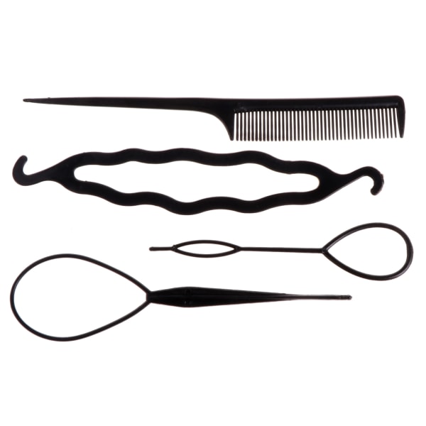 4st/ set Svart plast gör-det-själv-stylingverktyg Dra hårklämmor för kvinnor hårnålar Kam hårbullar Dount Twist Hårverktyg-WELLNGS