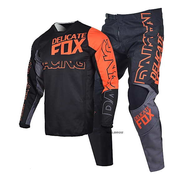 Delicate Fox 180 360 Jersey Bukser Gear Set MX Combo Motocross Bmx Dirt Bike Outfit ATV UTV Cykel Dragt Enduro Kits til Mænd-WELLNGS Orange Pant 36 Jersey XL