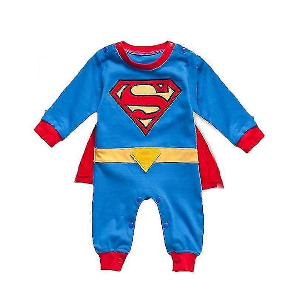 3-24 Månader Baby Superhjälte Sparkdräkt Kort/lång Ärm Jumpsuit-WELLNGS Superman C 6-12 Months