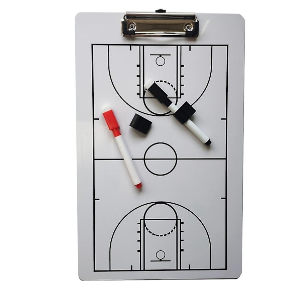 Trener whiteboard - Tørrslettbar whiteboard for trenere - Dobbeltsidig design - Strategitavle - Whiteboard for basketball - WELLNGS White