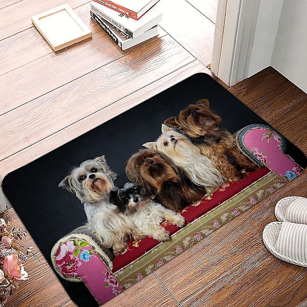 Sød Mops Husky Hundemønster Anti-Slip Suede Tæppe Soveværelse Stue Blød Gulvmåtte Indendørs Område Tæppe Hjemmeindretning-WELLNGS 6 50x80cm 20x32inch