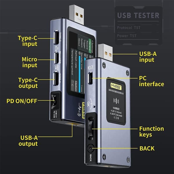 Fnb58 USB-tester Spenning Strøm Effekt Tester, Hurtiglade Deteksjon Trigger Kapasitetsmåling - WELLNGS