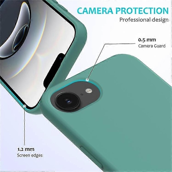 Kompatibelt skal för iPhone 16e, fallsäkert flytande silikon med mjukt foder, baksidesskydd - WELLNGS DarkGreen