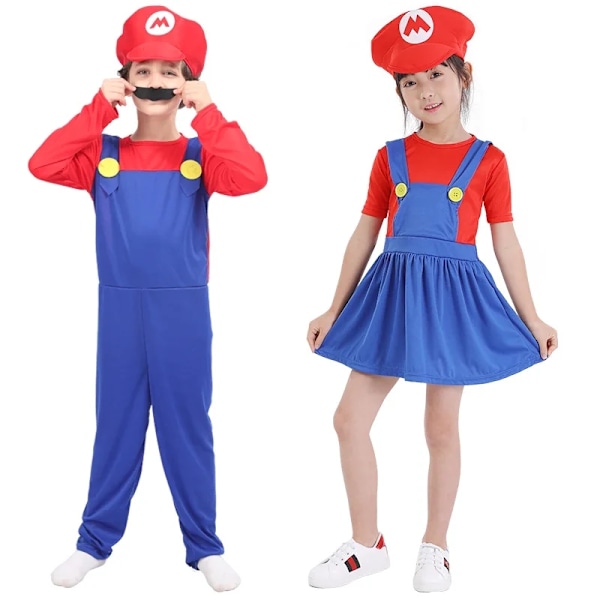 Voksne Børns Spil Sjove Super Brødre Mari Brødre Fantasia Jumpsuit Mænds Tøj Anime Cosplay Kostume Karneval Halloween Kostume M-WELLNGS M Girl Red style