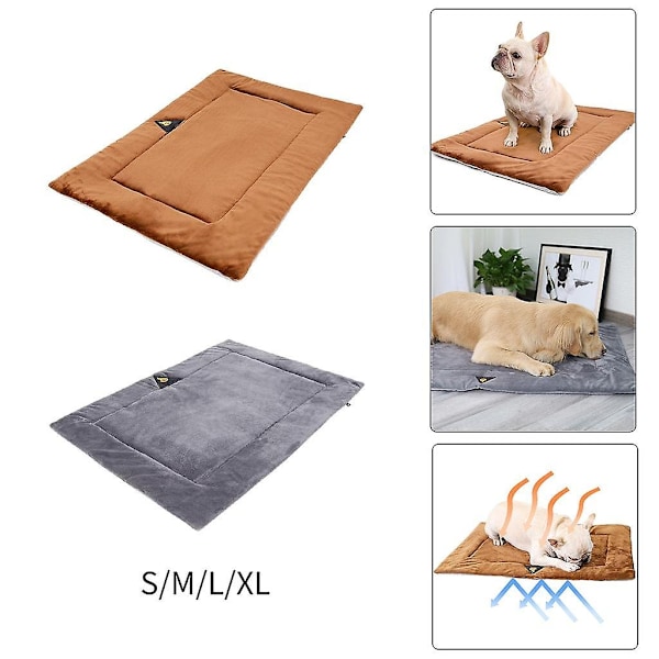 Hundeseng Måtte Tæppe Kæledyr Bur Pude Hjem Rejse Hvalp Killing Sovepude Brun Xl-WELLNGS Brown XL