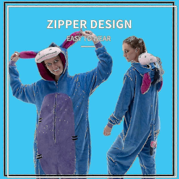 Hela-kropps pyjamas för vuxna, flanell djurdräkter för rollspel, Halloween-kostymer - WELLNGS Donkey 125cm