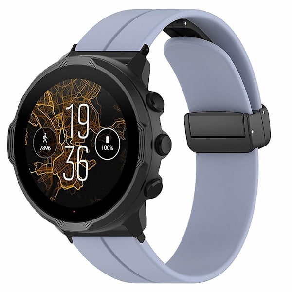 24mm silikonihihna Suunto Spartan Sport Wrist HR Baro/ Suunto 7 -kellolle (paksu jousipuikko) - WELLNGS Lavender Grey