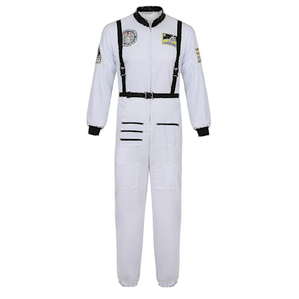 Astronaut Kostume Rumdragt Voksen Rollespil Kostume Lynlås Halloween Kostume Par Flyve Jumpsuit Stor Størrelse Uniform - WELLNGS White for Men S