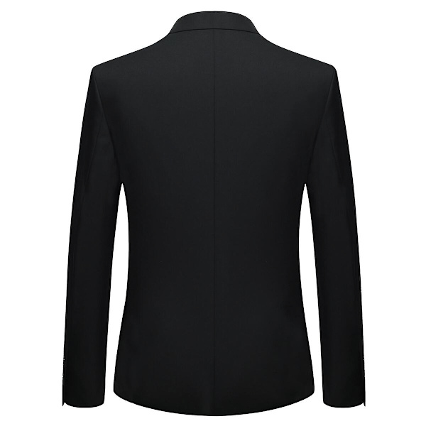 Allthemen Miesten Puku 3-Osainen Liiketoiminta Yksivärinen Slim Fit Puku Takki&amp;Housut&amp;Liivit-WELLNGS Black XL