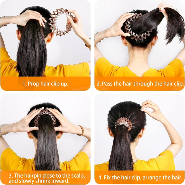 3 ST Hårband Fågelbo Form Automatisk hårklämma Hästsvanshållare Spännen Infällbara hårspännen för kvinnor Flickor-WELLNGS