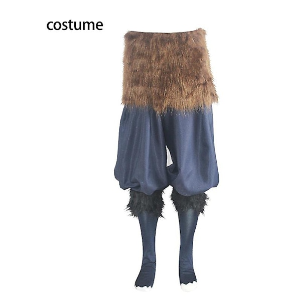 Inosuke Cosplay Demon Slayer Kimetsu No Yaiba Cosplay-asu Anime-asu Yksipuolinen Peruukki Mask Halloween-asu Aikuinen-WELLNGS only costume S