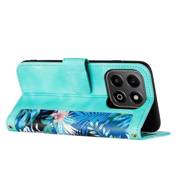 Blommigt läderfodral för telefon med snodd For Honor 200 Smart