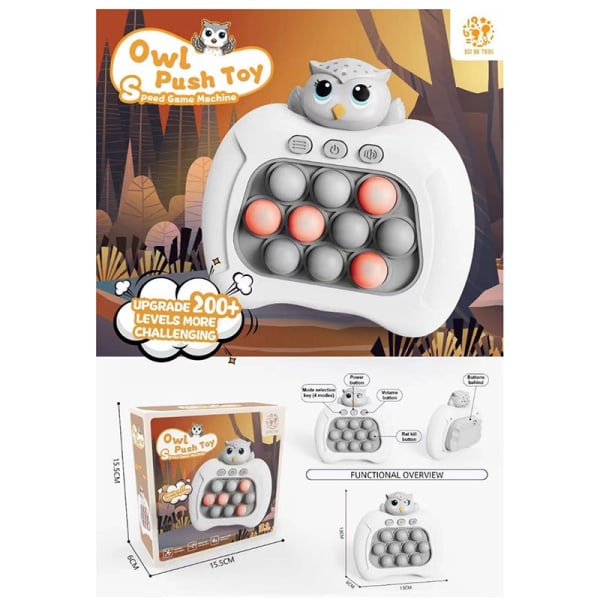 Owl Pop It Game - Pop It Pro Light Up Game Quick Push Fidget-WELLNGS E