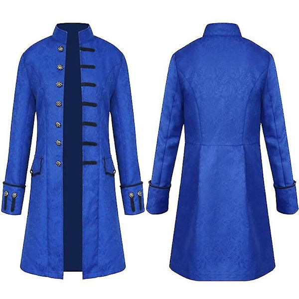 Miesten lasten steampunk-trenchcoat / paita Vintage Prince -takki keskiaikainen renessanssi takki viktoriaaninen edvardiaaninen cosplay-asu-WELLNGS blue Jacket 4XL