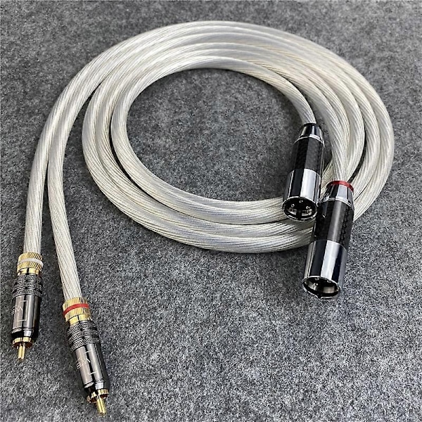 Högkvalitativ Hifi-ljudkabel 5n Occ Kristallsilver Rca till Xlr Hane och Hona Kabel Kolfiberkontakt - WELLNGS Rca to xlr male 3m
