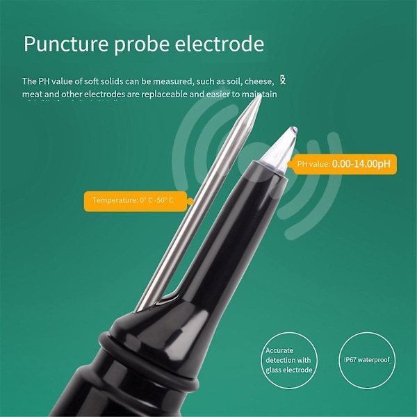 Digital mad PH-måler 0,00-14,00 PH Temp surheds tester dej jord PH detektor til kød ost brød analysator måler-WELLNGS