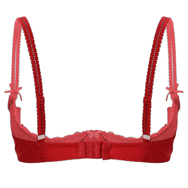 Dam 1/2 Kupa Push Up Bygel Spets BH Underkläder Öppen Kupa BH Toppar Justerbar Rem Svampvadderad Behå Underkläder-WELLNGS Purple A XL