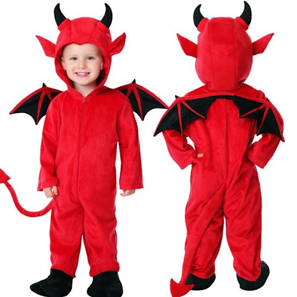 Børnedragt Rød Djævel Ond Ond Flagermus Vampyr Kjole Halloween Cosplay Kostume Drenge Piger Tyren Spøgelse Party Rolleleg Jumpsuit L-WELLNGS L As shown