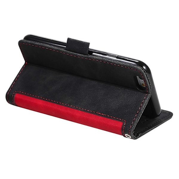 til iPhone 16e Etui Blokerende Wallet Stand Læder Telefon Cover-WELLNGS Red