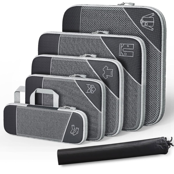 Rejsekompressibel opbevaringstaske opbevaringstaskesæt med skotaske Mesh Synlig bagageopbevaring Efterbehandling opbevaringstaske-WELLNGS 7