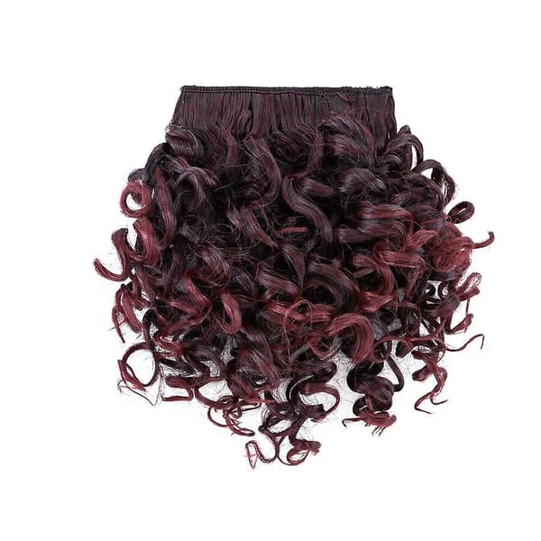 Afro Bangs 8 Tommer Krøllete Pannelugg Extensions Clip in Bangs-WELLNGS wine red