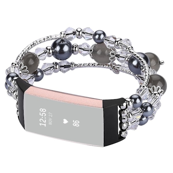 For Fitbit Charge 3/4 Vaihdettava akaattiranneke Rannekoru Rannehihna - WELLNGS Black, Black Style B Fitbit Charge 3