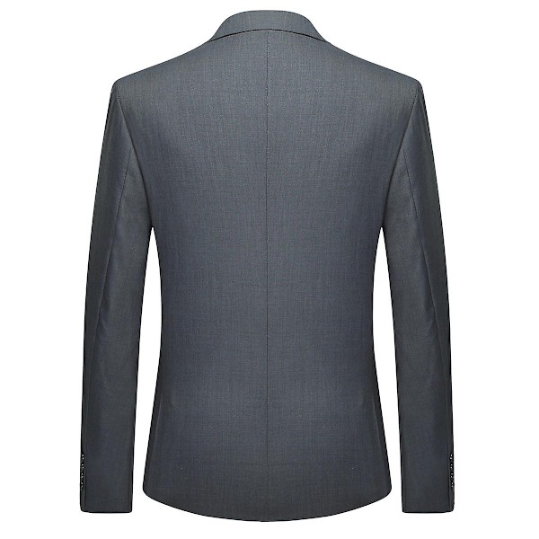 Allthemen Herresæt 3-delt Business Solid Slim Fit Jakkesæt&amp;Bukser&amp;Vest-WELLNGS Dark Gray M