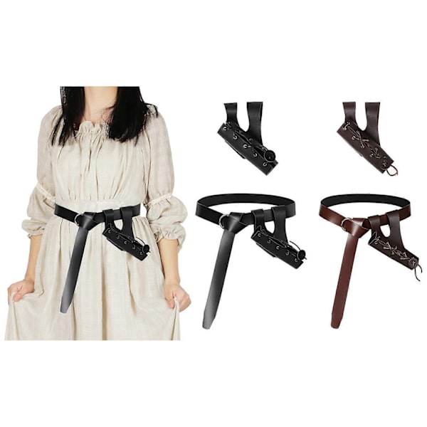 Renessanssivyö Miekka Tikarit Sammakko Kotelo Nahat Miekka Kotelot Halloween Ritari Merirosvo Merirosvo Soturi Puku Lahja vyö tuppi ruskea-WELLNGS belt scabbard brown
