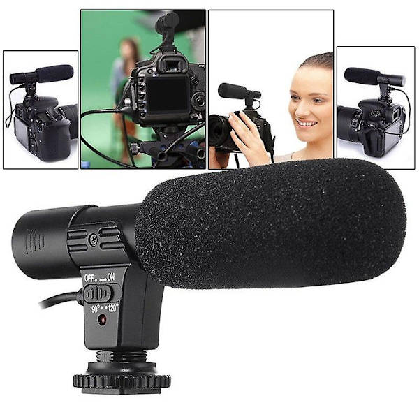 3,5 mm DV-stereomikrofon Mic-WELLNGS för Nikon D7000 D300s D5100 D5300 D3300 D3200