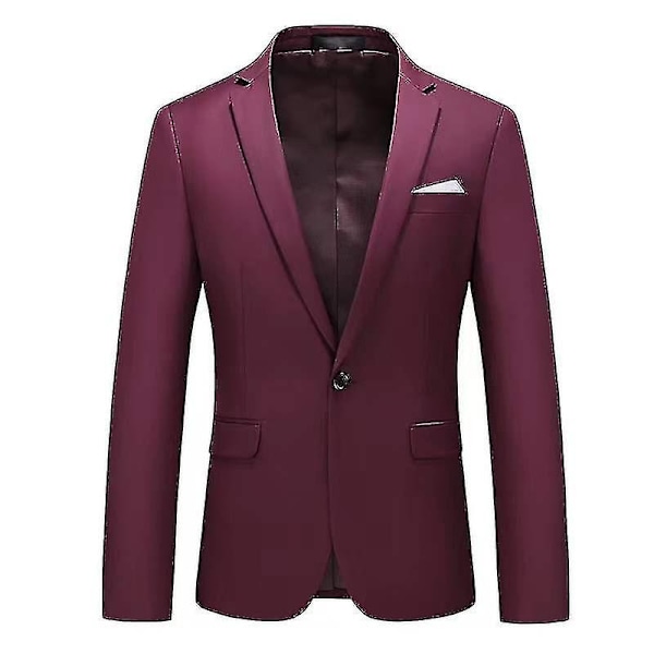 Fashion Herr Blazer Business Casual Slim Fit Kostymjacka-WELLNGS wine red 5XL