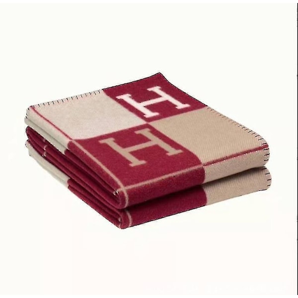 Ull Cashmere filt filt pläd filtar kudde soffa sängkläder sjal julgåva-WELLNGS Plaid Burgundy 140X170cm