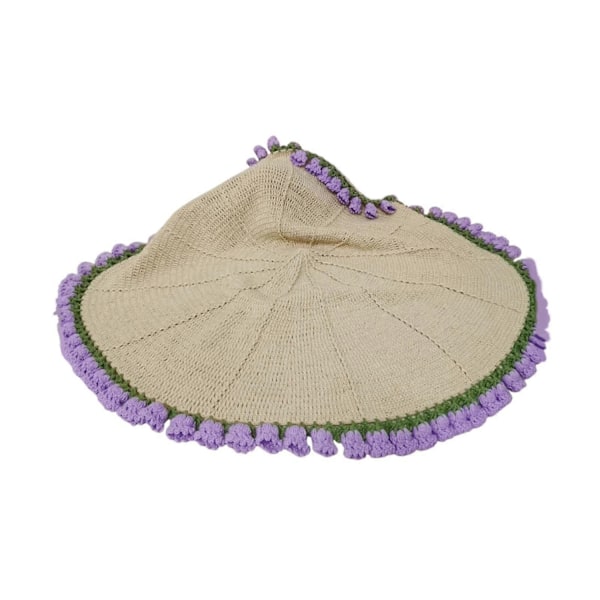Bouquet Tæppe Hæklesæt Hæklestartersæt til Bouquet Gave Håndværk Håndlavet DIY Håndværk Strikkesæt til Entusiaster Voksne-WELLNGS Khaki White Purple