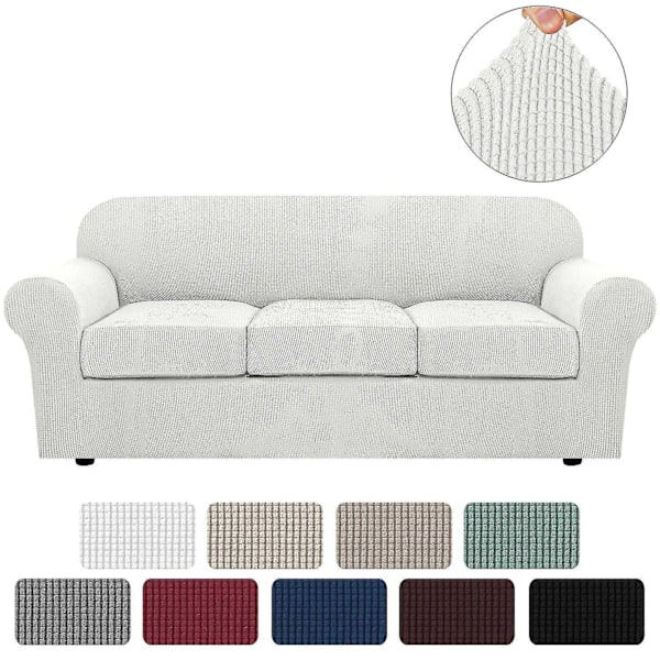 Stretch vanntett sofaovertrekk, 1 stk, spandex, Jacquard elastisk sofaovertrekk med sklisikre skum - WELLNGS white 2 Sitzer enlarge